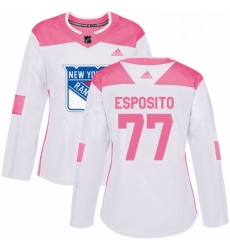 Womens Adidas New York Rangers 77 Phil Esposito Authentic WhitePink Fashion NHL Jersey 