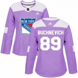 Womens Adidas New York Rangers 89 Pavel Buchnevich Authentic Purple Fights Cancer Practice NHL Jersey 