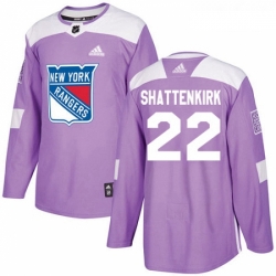 Youth Adidas New York Rangers 22 Kevin Shattenkirk Authentic Purple Fights Cancer Practice NHL Jersey 