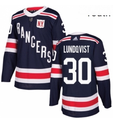 Youth Adidas New York Rangers 30 Henrik Lundqvist Authentic Navy Blue 2018 Winter Classic NHL Jersey 