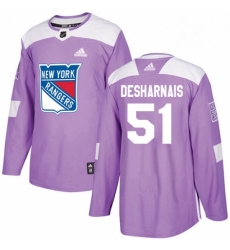 Youth Adidas New York Rangers 51 David Desharnais Authentic Purple Fights Cancer Practice NHL Jersey 