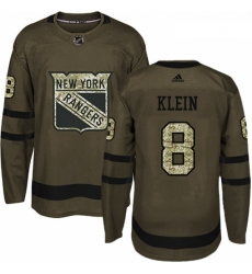 Youth Adidas New York Rangers 8 Kevin Klein Premier Green Salute to Service NHL Jersey 