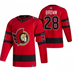 Men Ottawa Senators 28 Connor Brown Red Adidas 2020 21 Reverse Retro Alternate NHL Jersey