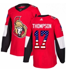 Mens Adidas Ottawa Senators 17 Nate Thompson Authentic Red USA Flag Fashion NHL Jersey 