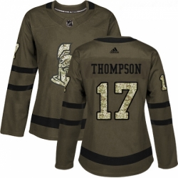 Womens Adidas Ottawa Senators 17 Nate Thompson Authentic Green Salute to Service NHL Jersey 