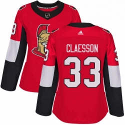 Womens Adidas Ottawa Senators 33 Fredrik Claesson Authentic Red Home NHL Jersey 