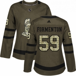 Womens Adidas Ottawa Senators 59 Alex Formenton Authentic Green Salute to Service NHL Jersey 