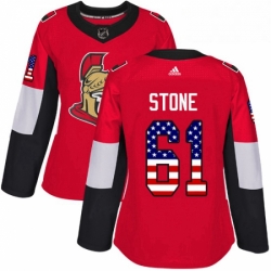 Womens Adidas Ottawa Senators 61 Mark Stone Authentic Red USA Flag Fashion NHL Jersey 