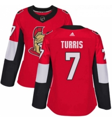 Womens Adidas Ottawa Senators 7 Kyle Turris Authentic Red Home NHL Jersey 