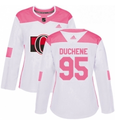 Womens Adidas Ottawa Senators 95 Matt Duchene Authentic WhitePink Fashion NHL Jersey 