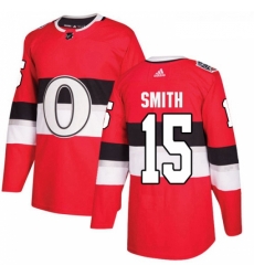 Youth Adidas Ottawa Senators 15 Zack Smith Authentic Red 2017 100 Classic NHL Jersey 