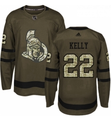 Youth Adidas Ottawa Senators 22 Chris Kelly Authentic Green Salute to Service NHL Jersey 