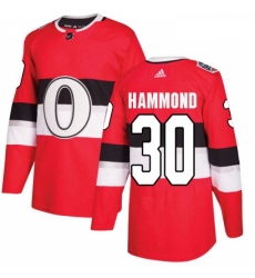 Youth Adidas Ottawa Senators 30 Andrew Hammond Authentic Red 2017 100 Classic NHL Jersey 