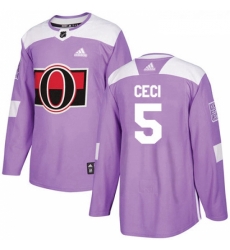 Youth Adidas Ottawa Senators 5 Cody Ceci Authentic Purple Fights Cancer Practice NHL Jersey 