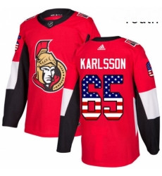 Youth Adidas Ottawa Senators 65 Erik Karlsson Authentic Red USA Flag Fashion NHL Jersey 