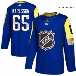 Youth Adidas Ottawa Senators 65 Erik Karlsson Authentic Royal Blue 2018 All Star Atlantic Division NHL Jersey 