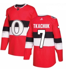 Youth Adidas Ottawa Senators 7 Brady Tkachuk Authentic Red 2017 100 Classic NHL Jersey 