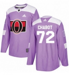 Youth Adidas Ottawa Senators 72 Thomas Chabot Authentic Purple Fights Cancer Practice NHL Jersey 