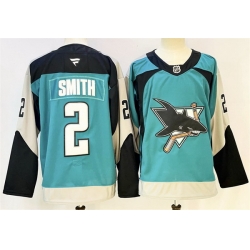 Men San Jose Sharks 2 Will Smith Teal 2025 Alternate Stitched Hockey Jersey