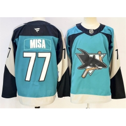 Men San Jose Sharks 77 Michael Misa Teal 2025 Alternate Stitched Hockey Jersey