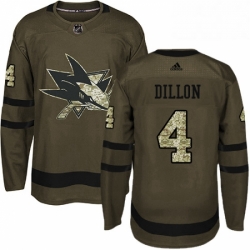 Mens Adidas San Jose Sharks 4 Brenden Dillon Authentic Green Salute to Service NHL Jersey 