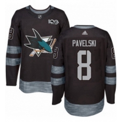 Mens Adidas San Jose Sharks 8 Joe Pavelski Authentic Black 1917 2017 100th Anniversary NHL Jersey 