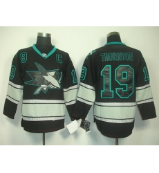 San Jose #19 Joe Thornton Black Ice Hockey Jerseys With C Patch