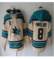 San Jose Sharks #8 Joe Pavelski Cream Sawyer Hooded Sweatshirt Stitched NHL jersey