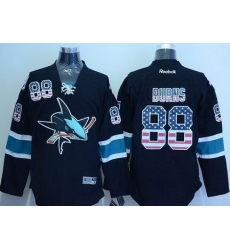 Sharks  #88 Brent Burns Black USA Flag Fashion Stitched NHL Jersey