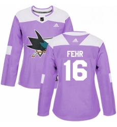 Womens Adidas San Jose Sharks 16 Eric Fehr Authentic Purple Fights Cancer Practice NHL Jersey 