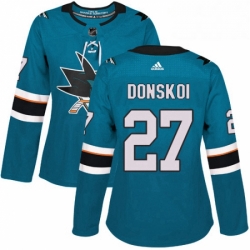 Womens Adidas San Jose Sharks 27 Joonas Donskoi Authentic Teal Green Home NHL Jersey 