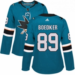 Womens Adidas San Jose Sharks 89 Mikkel Boedker Premier Teal Green Home NHL Jersey 