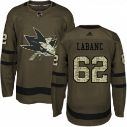 Youth Adidas San Jose Sharks 62 Kevin Labanc Premier Green Salute to Service NHL Jersey 