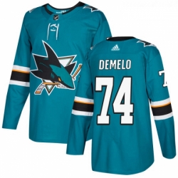 Youth Adidas San Jose Sharks 74 Dylan DeMelo Premier Teal Green Home NHL Jersey 