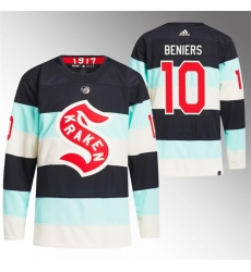 Men Seattle Kraken 10 Matty Beniers 2024 Deep Sea Blue Winter Classic Stitched Jersey