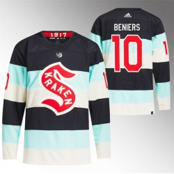 Men Seattle Kraken 10 Matty Beniers 2024 Deep Sea Blue Winter Classic Stitched Jersey