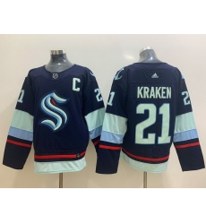 Men Seattle Kraken 21 Seattle Kraken Navy Adidas Jersey