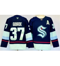 Men Seattle Kraken 37 Yanni Gourde Navy 2024 25 Home With A Patch Stitched Hockey Jersey