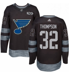 Mens Adidas St Louis Blues 32 Tage Thompson Authentic Black 1917 2017 100th Anniversary NHL Jersey 