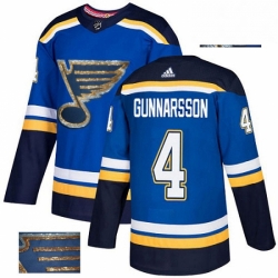 Mens Adidas St Louis Blues 4 Carl Gunnarsson Authentic Royal Blue Fashion Gold NHL Jersey  Mens Adidas St Louis Blues 4 Carl Gunnarsson Authentic Royal Blue Fashion Gold NHL Jersey