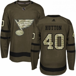 Mens Adidas St Louis Blues 40 Carter Hutton Premier Green Salute to Service NHL Jersey  Mens Adidas St Louis Blues 40 Carter Hutton Premier Green Salute to Service NHL Jersey