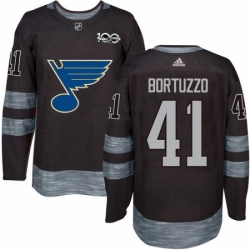 Mens Adidas St Louis Blues 41 Robert Bortuzzo Authentic Black 1917 2017 100th Anniversary NHL Jersey  Mens Adidas St Louis Blues 41 Robert Bortuzzo Authentic Black 1917 2017 100th Anniversary NHL Jersey