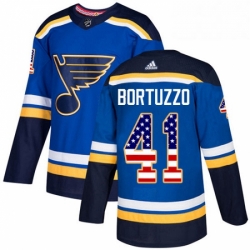 Mens Adidas St Louis Blues 41 Robert Bortuzzo Authentic Blue USA Flag Fashion NHL Jersey  Mens Adidas St Louis Blues 41 Robert Bortuzzo Authentic Blue USA Flag Fashion NHL Jersey