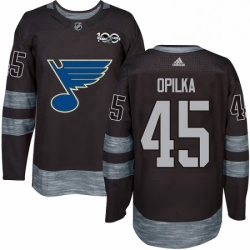 Mens Adidas St Louis Blues 45 Luke Opilka Authentic Black 1917 2017 100th Anniversary NHL Jersey  Mens Adidas St Louis Blues 45 Luke Opilka Authentic Black 1917 2017 100th Anniversary NHL Jersey