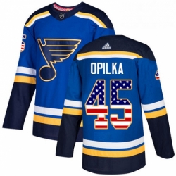 Mens Adidas St Louis Blues 45 Luke Opilka Authentic Blue USA Flag Fashion NHL Jersey  Mens Adidas St Louis Blues 45 Luke Opilka Authentic Blue USA Flag Fashion NHL Jersey