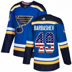 Mens Adidas St Louis Blues 49 Ivan Barbashev Authentic Blue USA Flag Fashion NHL Jersey  Mens Adidas St Louis Blues 49 Ivan Barbashev Authentic Blue USA Flag Fashion NHL Jersey
