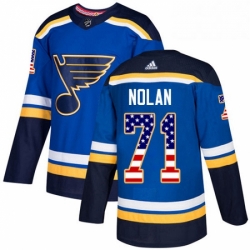 Mens Adidas St Louis Blues 71 Jordan Nolan Authentic Blue USA Flag Fashion NHL Jersey  Mens Adidas St Louis Blues 71 Jordan Nolan Authentic Blue USA Flag Fashion NHL Jersey