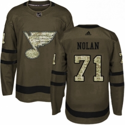 Mens Adidas St Louis Blues 71 Jordan Nolan Authentic Green Salute to Service NHL Jersey  Mens Adidas St Louis Blues 71 Jordan Nolan Authentic Green Salute to Service NHL Jersey