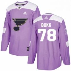 Mens Adidas St Louis Blues 78 Dominik Bokk Authentic Purple Fights Cancer Practice NHL Jersey  Mens Adidas St Louis Blues 78 Dominik Bokk Authentic Purple Fights Cancer Practice NHL Jersey