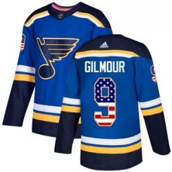 Mens Adidas St Louis Blues 9 Doug Gilmour Authentic Blue USA Flag Fashion NHL Jersey  Mens Adidas St Louis Blues 9 Doug Gilmour Authentic Blue USA Flag Fashion NHL Jersey